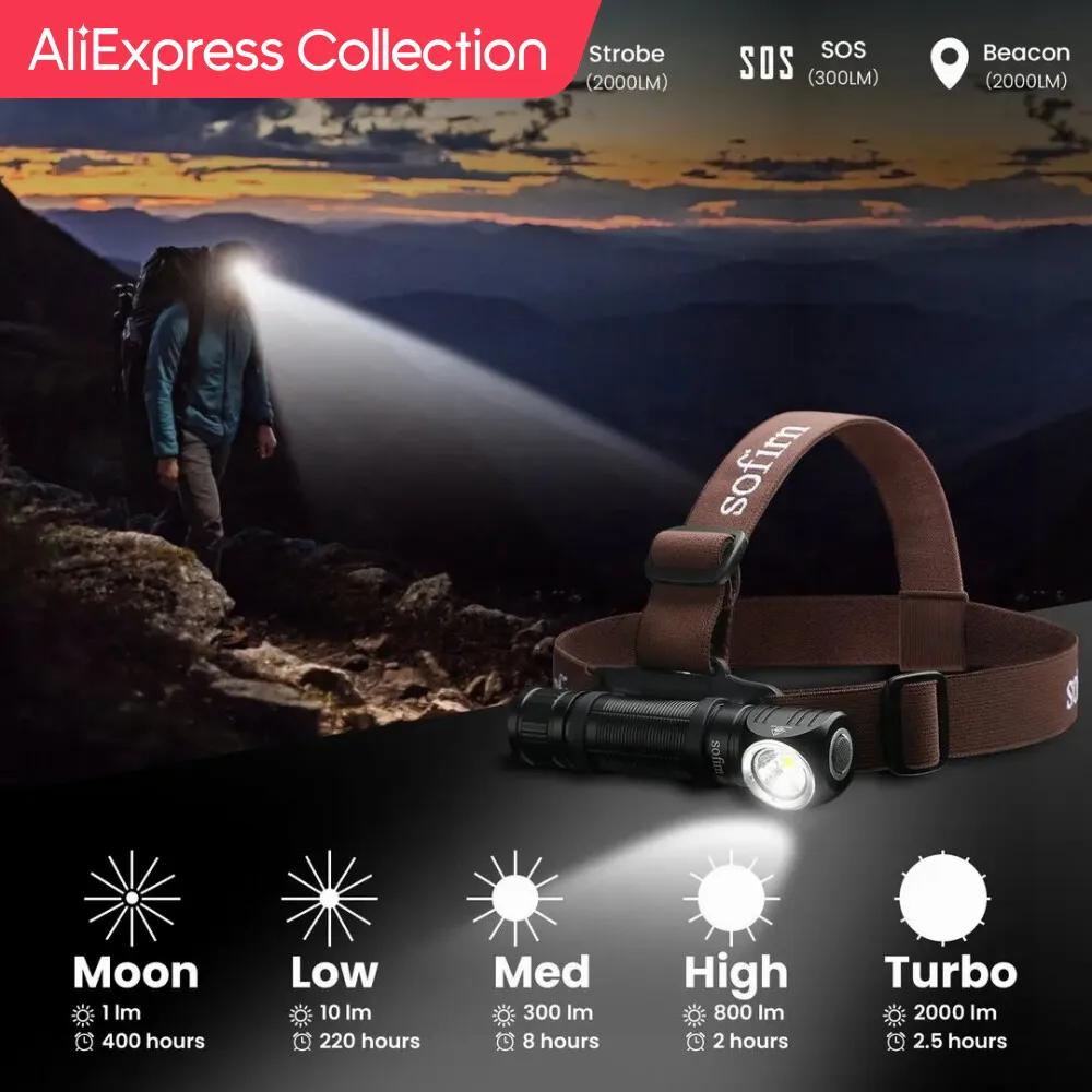 AliExpress Collection Sofirn HS40 USB C  工 18650, ſ  SST40 LED ġ, 2000lm Ʈ, 2    ǥñ 